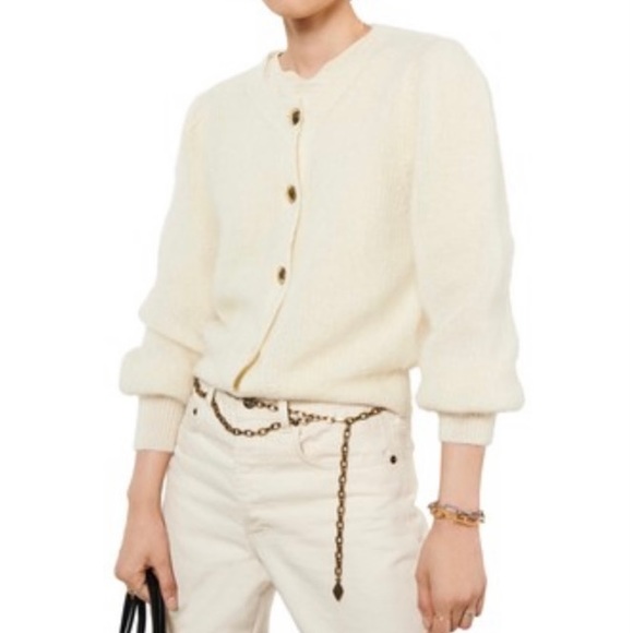 BASH BA&SH  Bayler Lady Cardigan Puff Sleeve Cardigan Statement Buttons Sezane - Picture 9 of 13